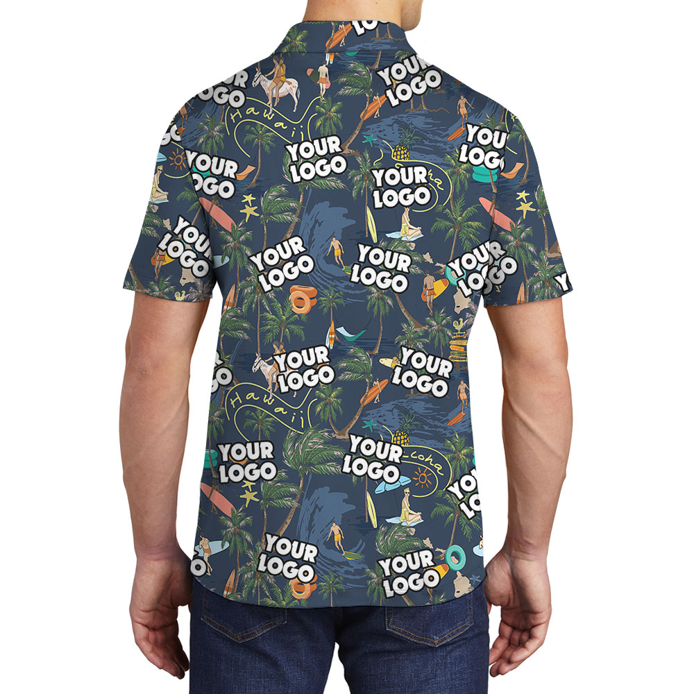 Men's Collared Polo Shirt With Multi Logos