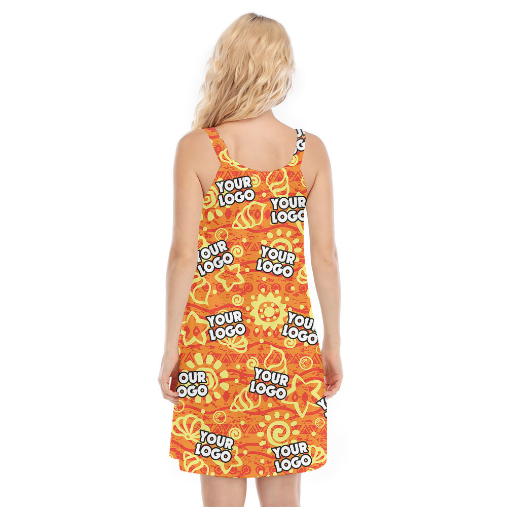 Custom Logo Orange Cami Dress For Women