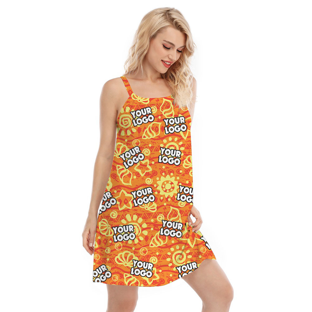 Custom Logo Orange Cami Dress For Women