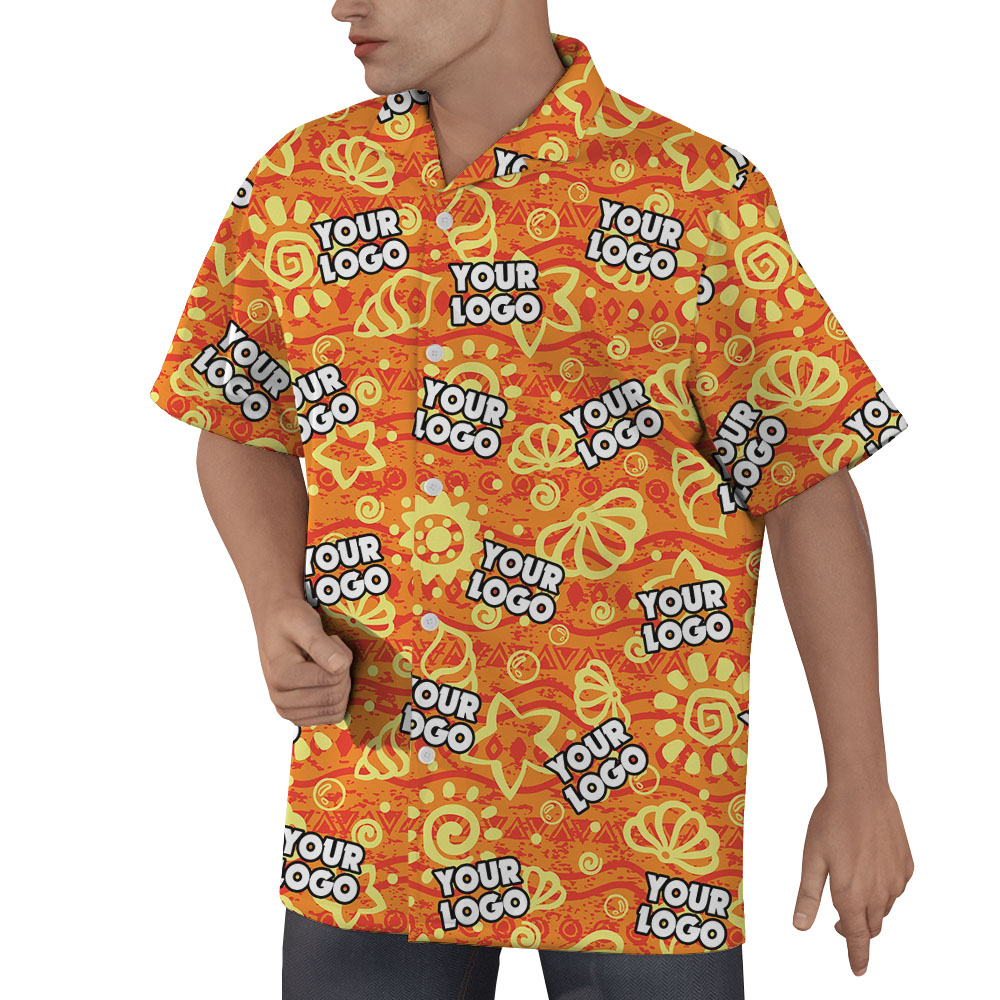 Custom Logo Orange Hawaiian Shirt For Company