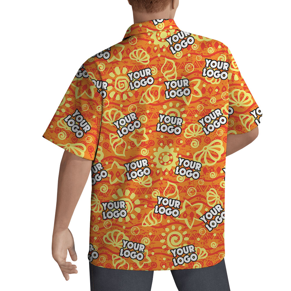 Custom Logo Orange Hawaiian Shirt For Company