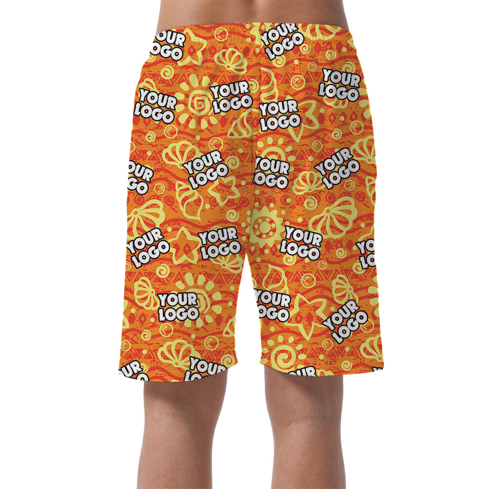 Orange Vintage Hawaiian Shorts With Custom Logo