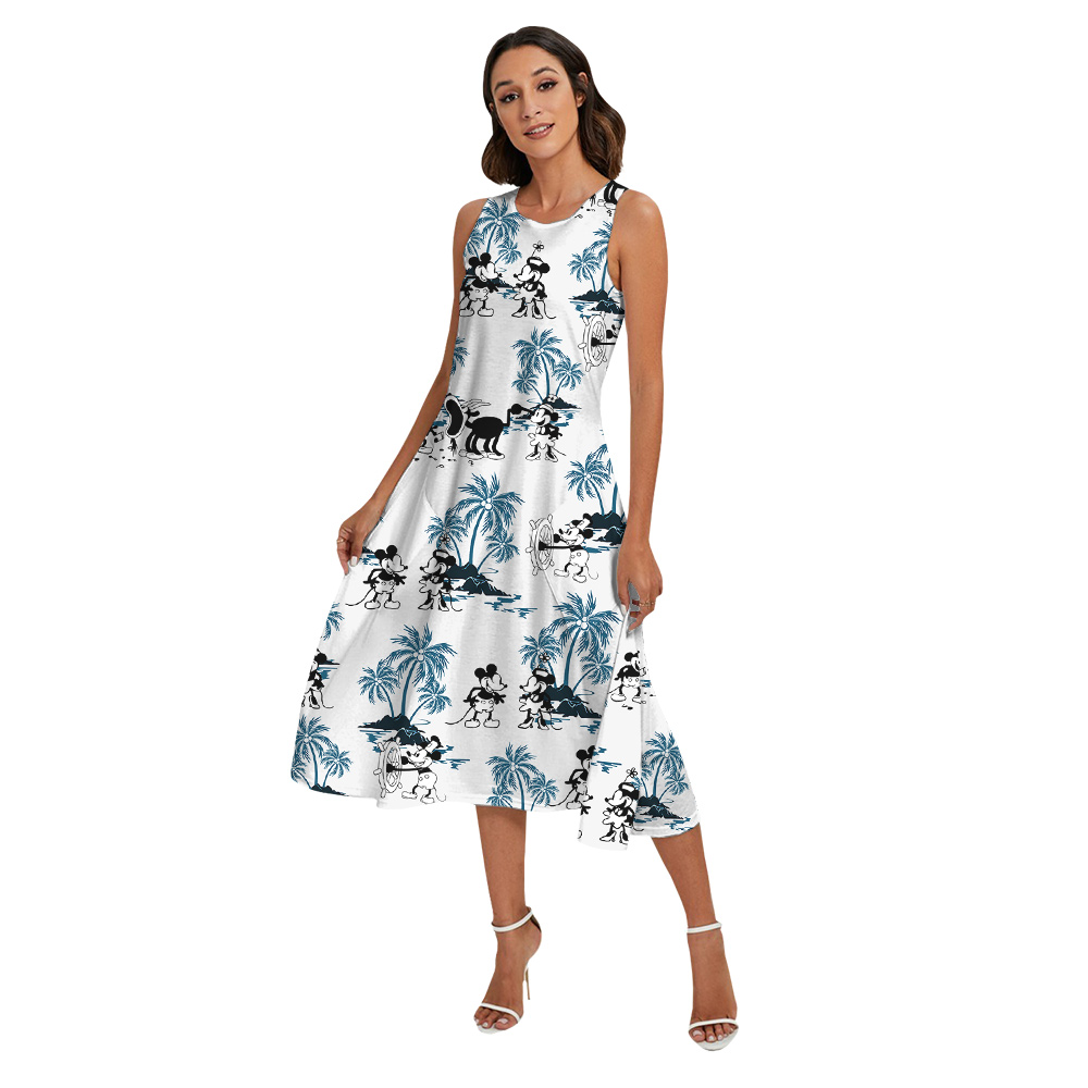 Steamboat Willie Mickey Tropical Palm Tree Matching Hawaiian Outfits For Family