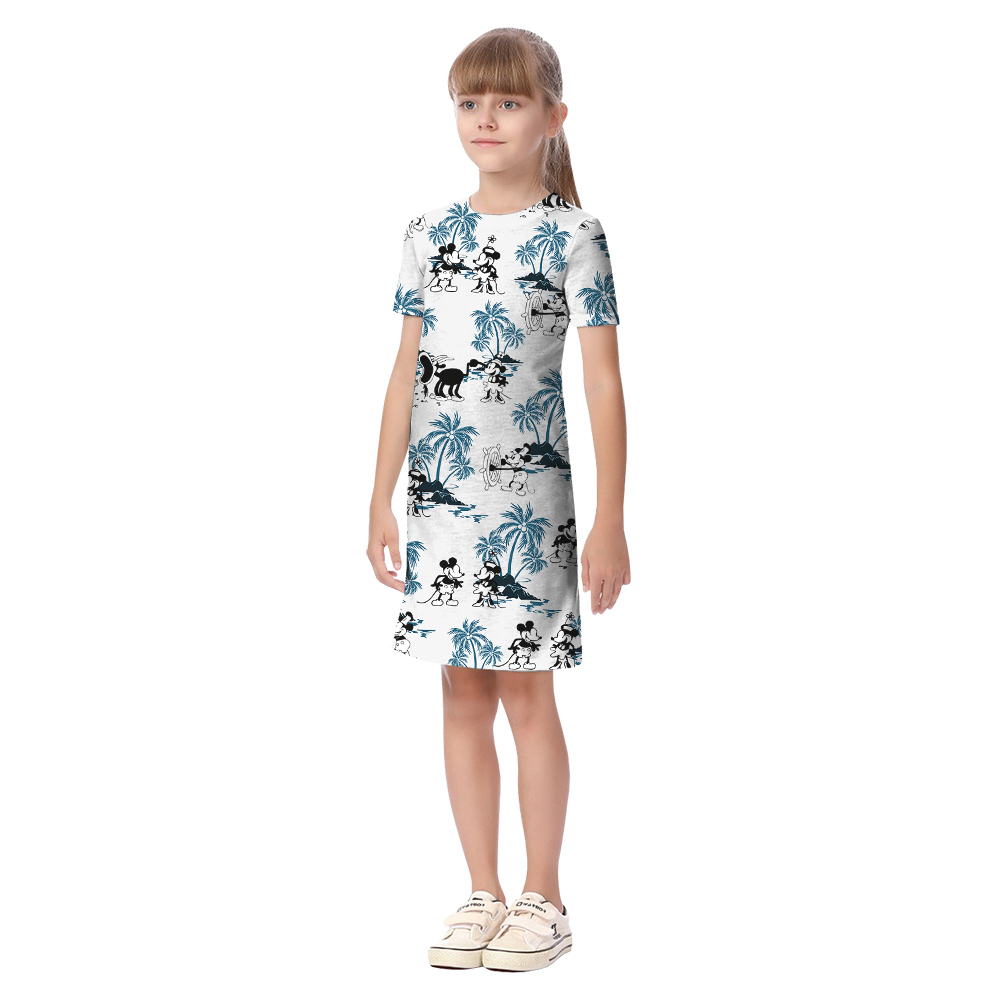 Steamboat Willie Mickey Tropical Palm Tree Matching Hawaiian Outfits For Family