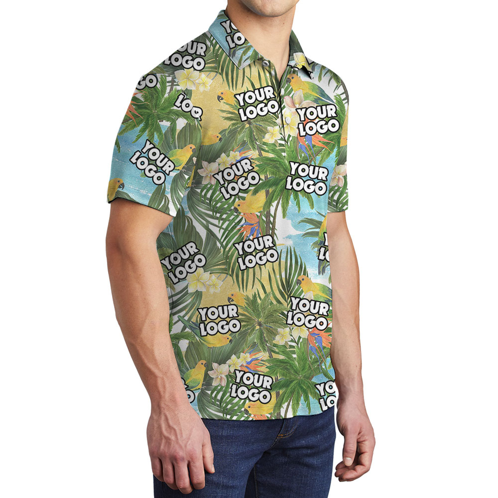 Vintage Men's Collared Shirt With Multiple Logos