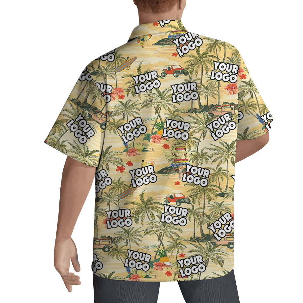 Vintage Custom Logo Yellow Hawaiian Shirt