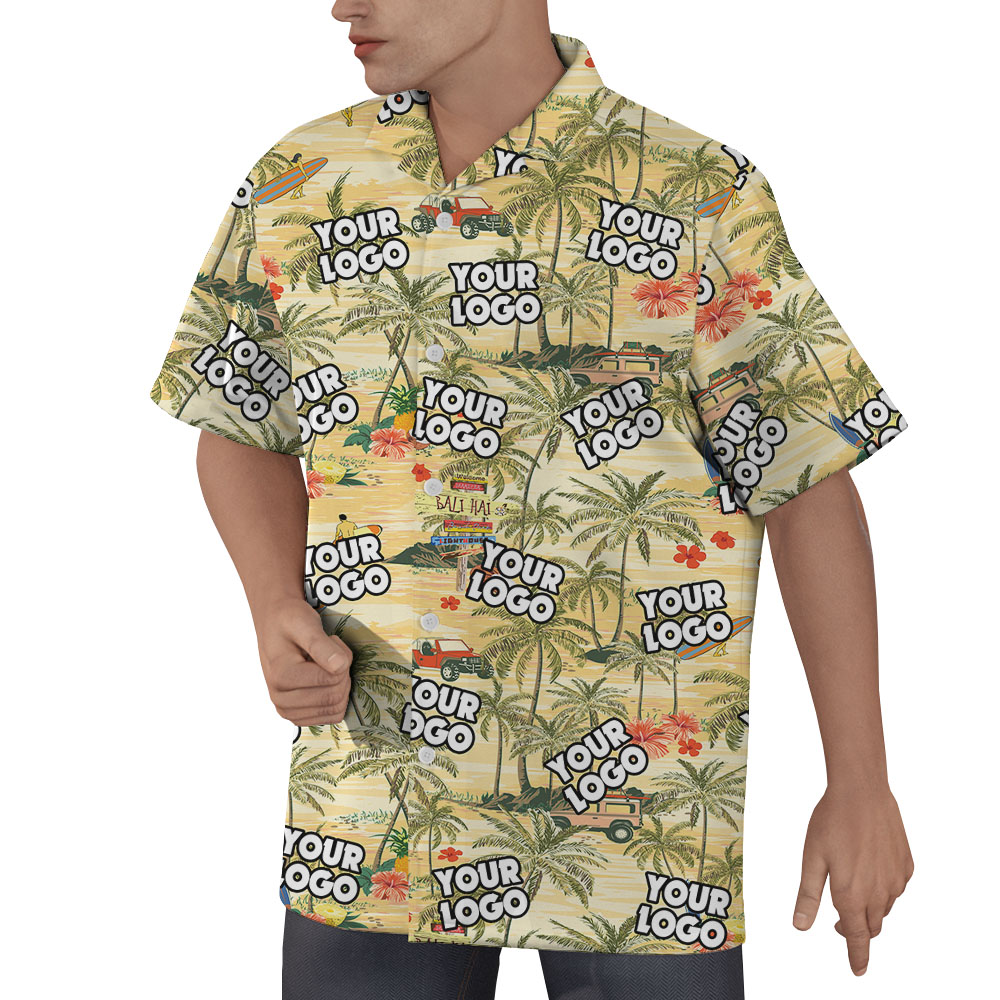 Vintage Custom Logo Yellow Hawaiian Shirt