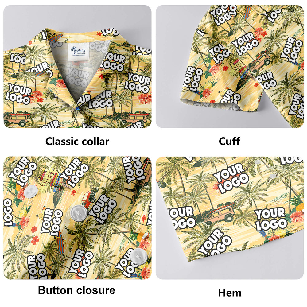 Vintage Custom Logo Yellow Hawaiian Shirt
