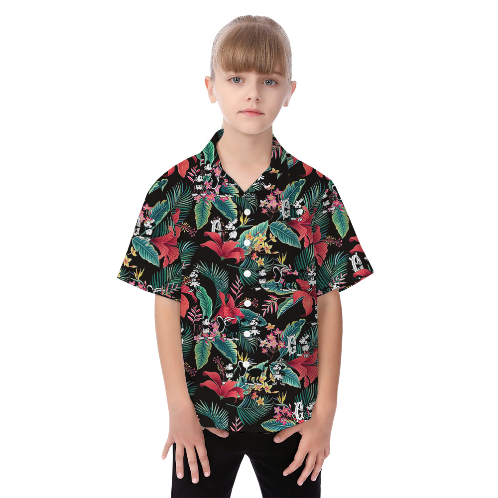 Tropical Floral Mickey Steamboat Willie Matching Aloha Wear For Family