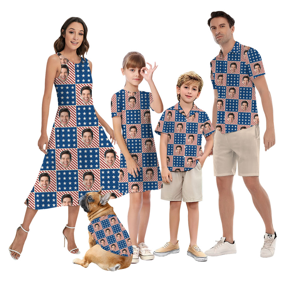 American Flag Custom Matching Family Outfits With Faces - variant image 1