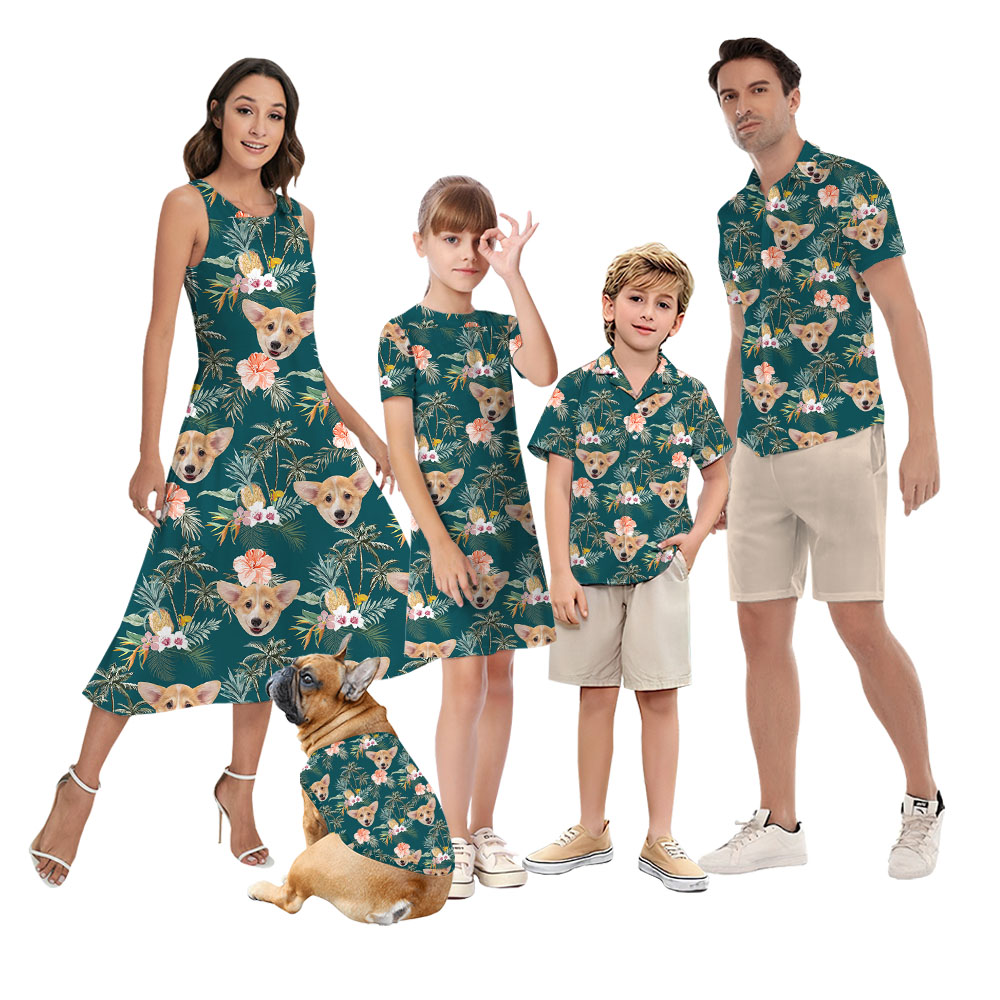 Palm Tree Beach Themed Hawaiian Shirt With Custom Faces - variant image 1