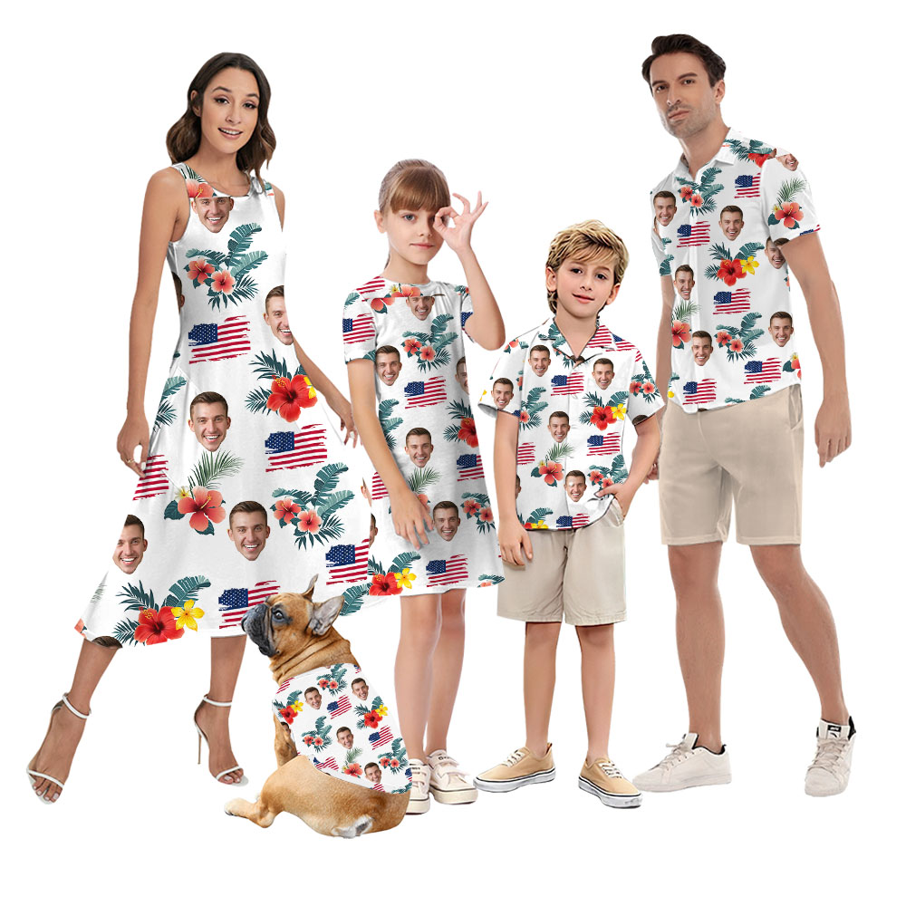4th Of July Custom Tropical Hawaiian Shirt With Faces - variant image 1