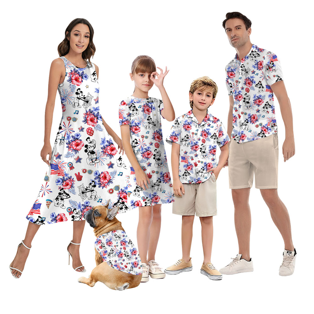 4th Of July Mickey Mouse Steamboat Willie Matching Family Hawaiian Outfits - variant image 1