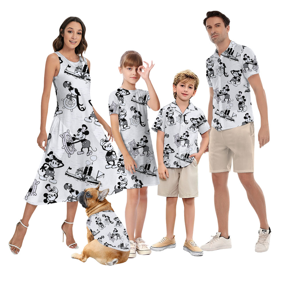 Mickey Steamboat Willie Mens Womens Matching Hawaiian Outfits - variant image 1