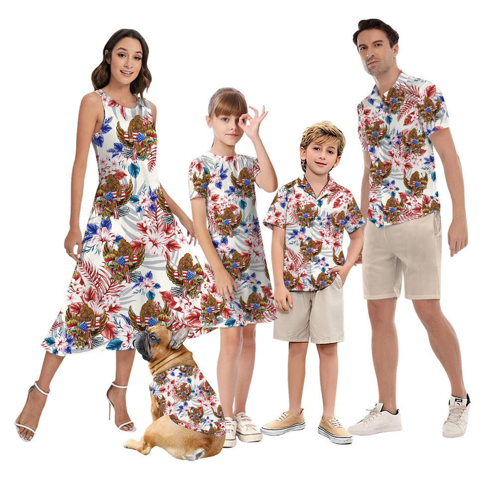 Bigfoot 4th Of July Matching Hawaiian Shirts For Family - variant image 1