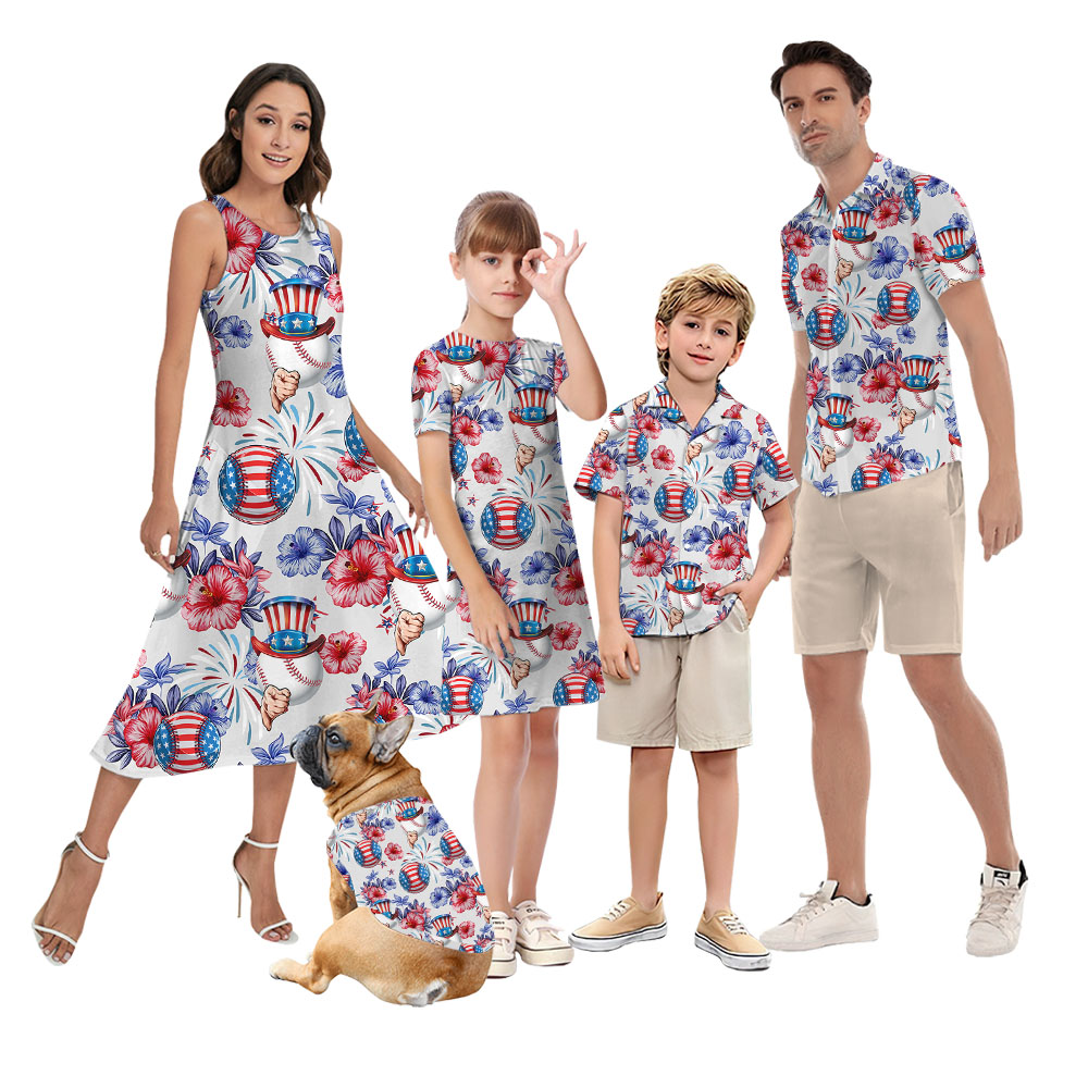 Baseball Independent Day Matching Hawaiian Outfit For Family - variant image 1