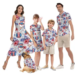Baseball Independent Day Matching Hawaiian Outfit For Family
