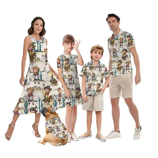Western Cowboy Matching Hawaiian Shirt For Adults And Kids