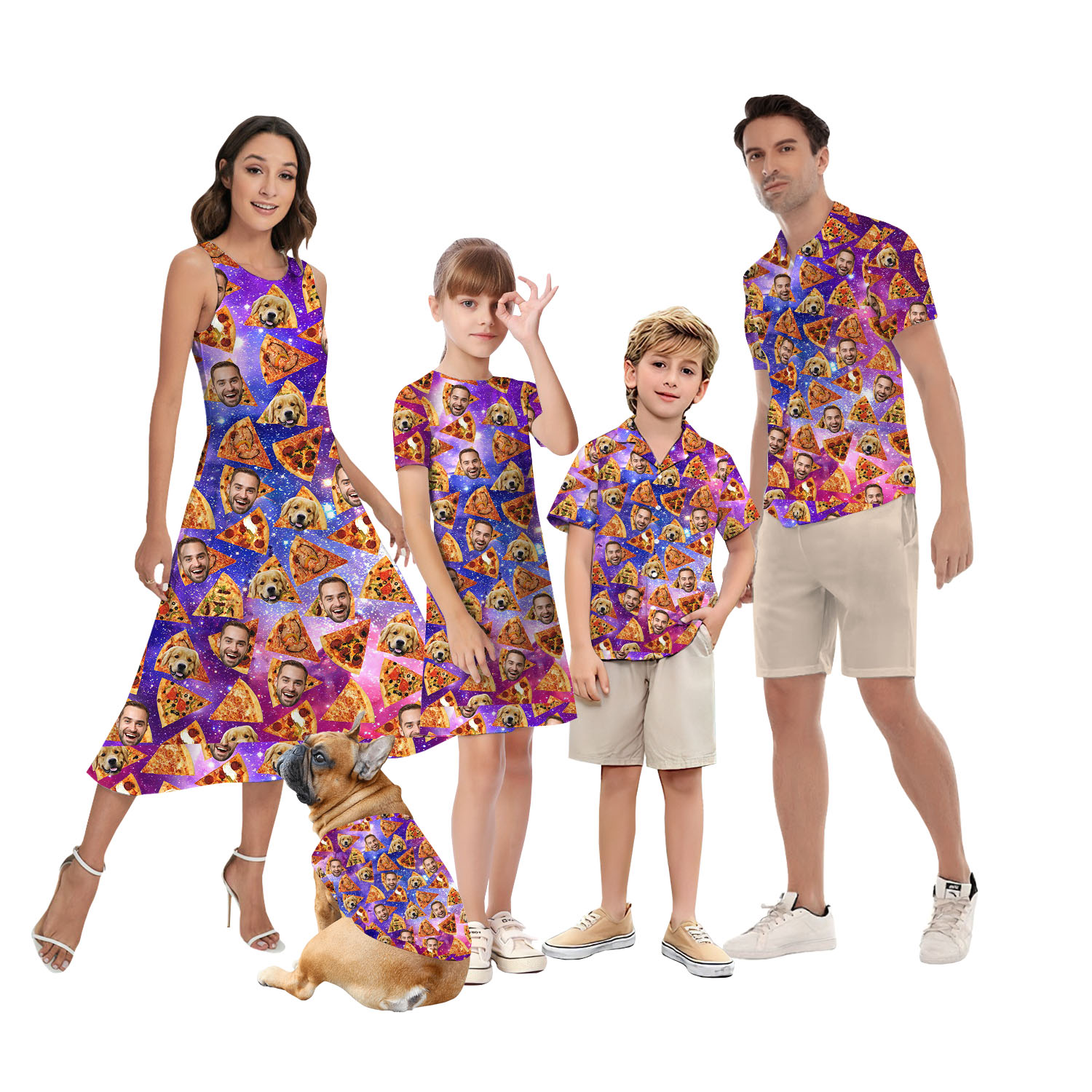 Pizza Custom Face Matching Hawaiian Couple Outfits - variant image 1