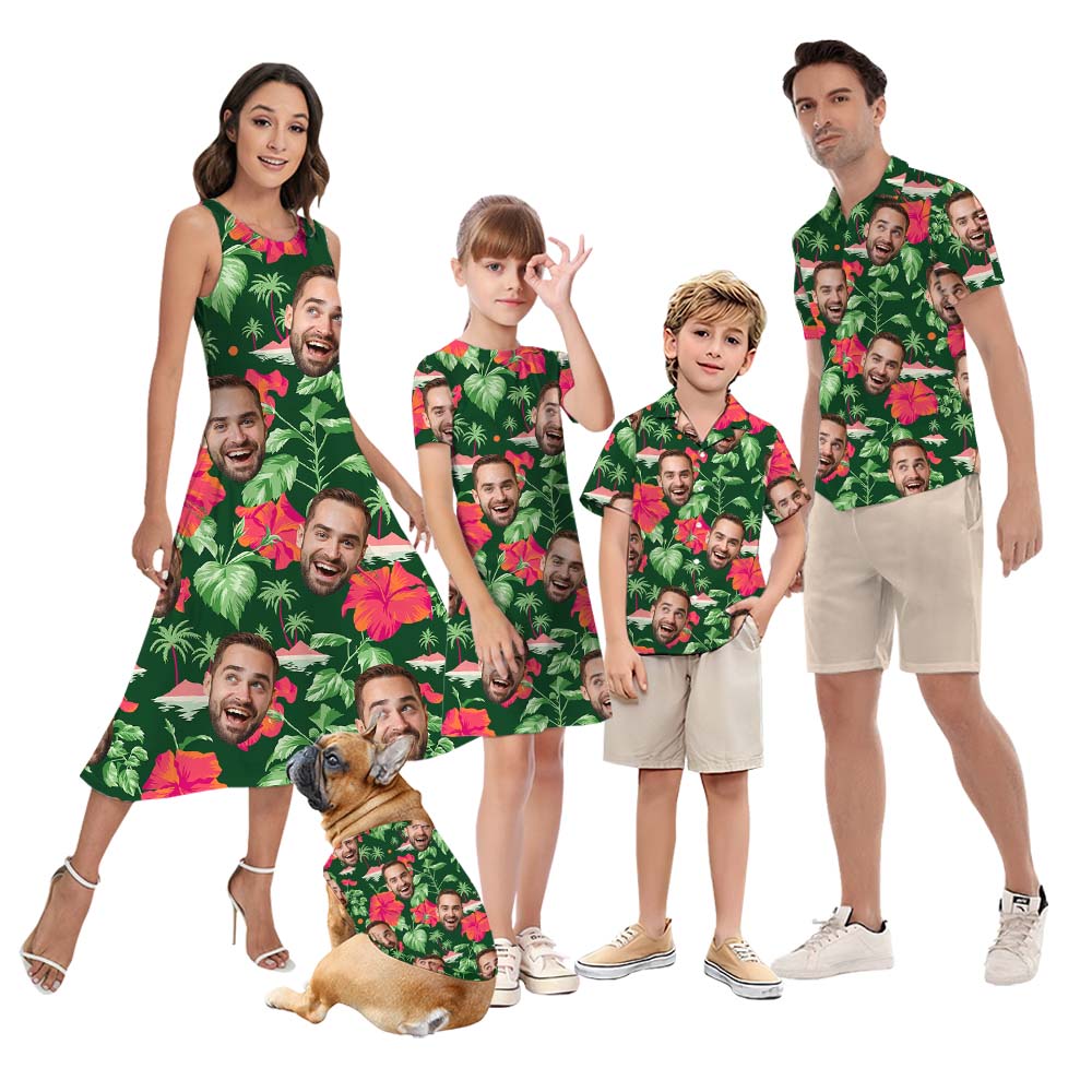 Floral His And Hers Tropical Outfits With Custom Face - variant image 1
