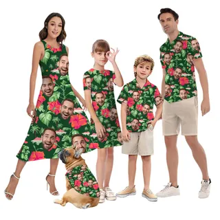 Floral His And Hers Tropical Outfits With Custom Face