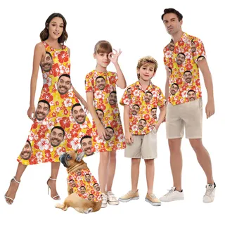 Floral Custom Matching Hawaiian Outfit With Multiple Faces