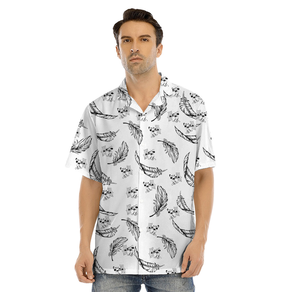 Cute Mickey Steamboat Willie Feather Matching Family Hawaiian Shirts For Father And Kids
