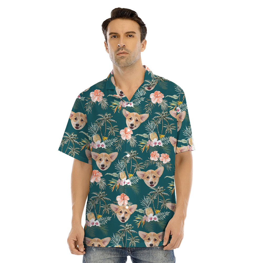 Palm Tree Beach Themed Hawaiian Shirt With Custom Faces