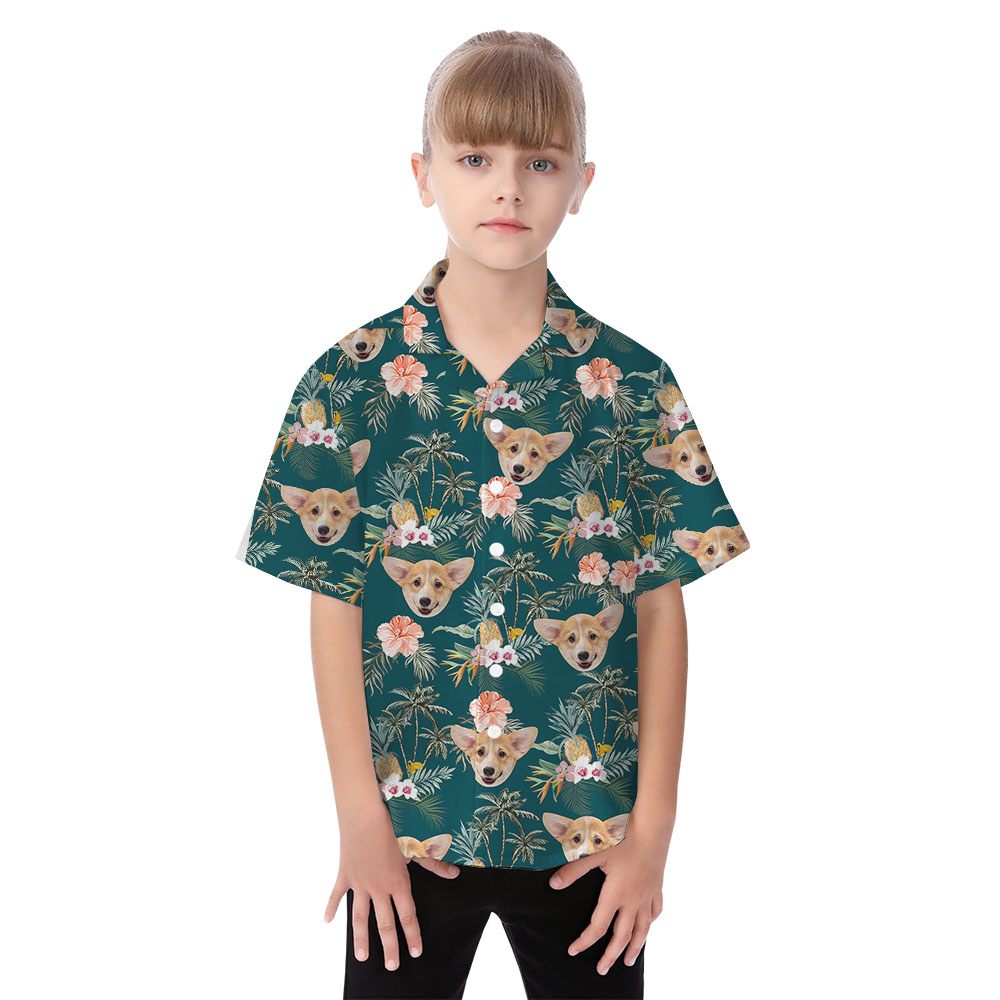 Palm Tree Beach Themed Hawaiian Shirt With Custom Faces