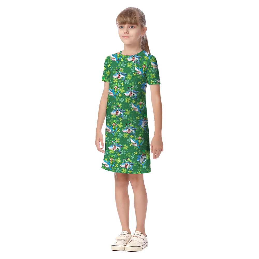 Funny St Patrick Shark Family Matching Hawaiian Shirts
