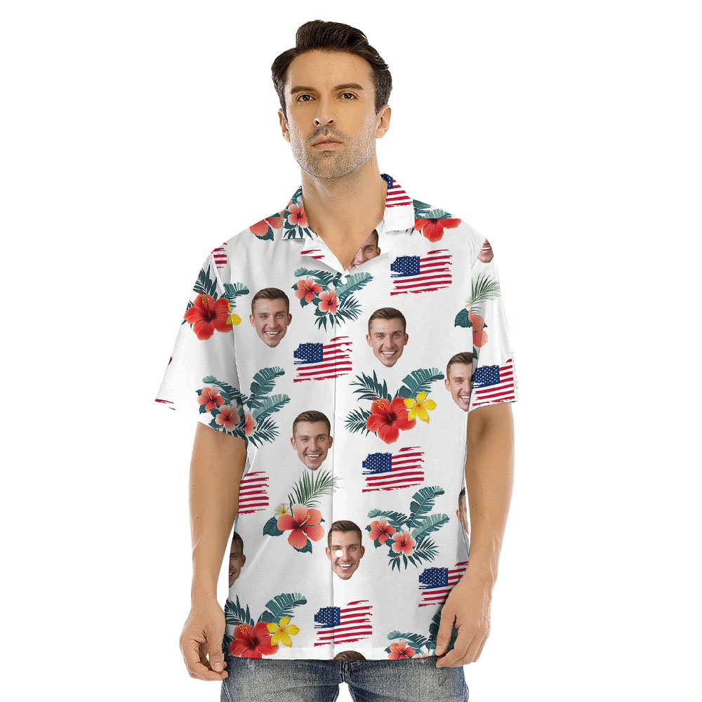 4th Of July Custom Tropical Hawaiian Shirt With Faces