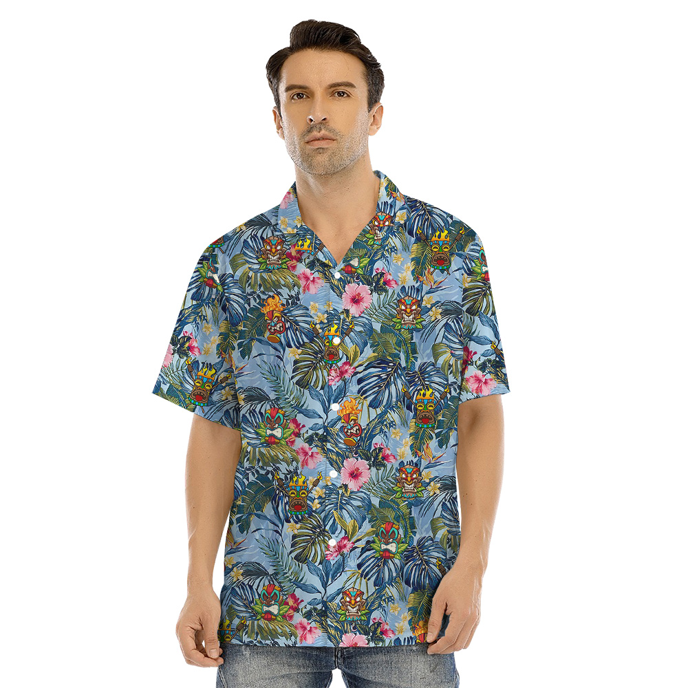 Cute Tiki Tropical Matching Hawaiian Outfits For Family