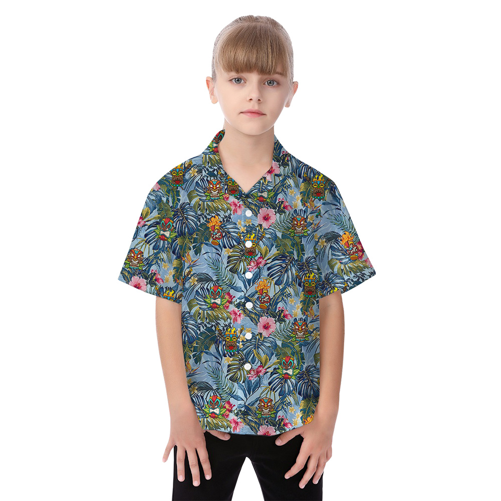 Cute Tiki Tropical Matching Hawaiian Outfits For Family