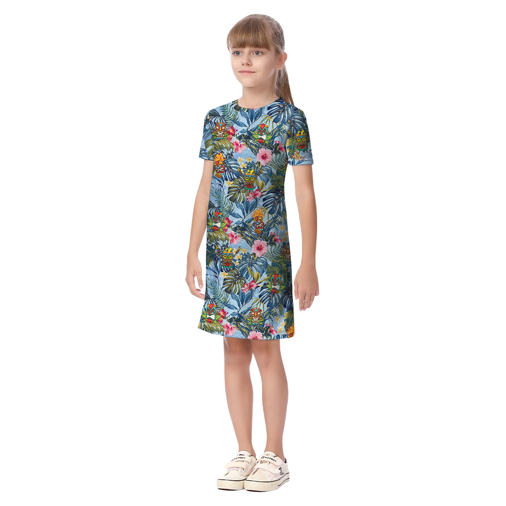 Cute Tiki Tropical Matching Hawaiian Outfits For Family