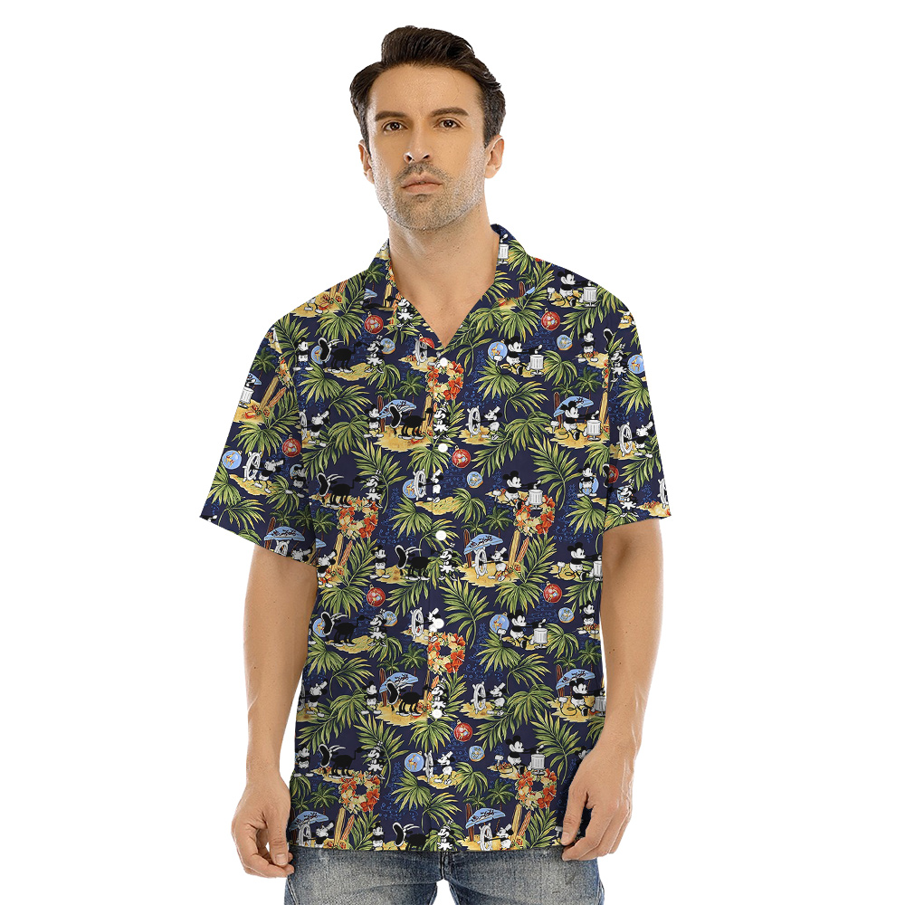 Cute Mickey Steamboat Willie Matching Tropical Hawaiian Outfits