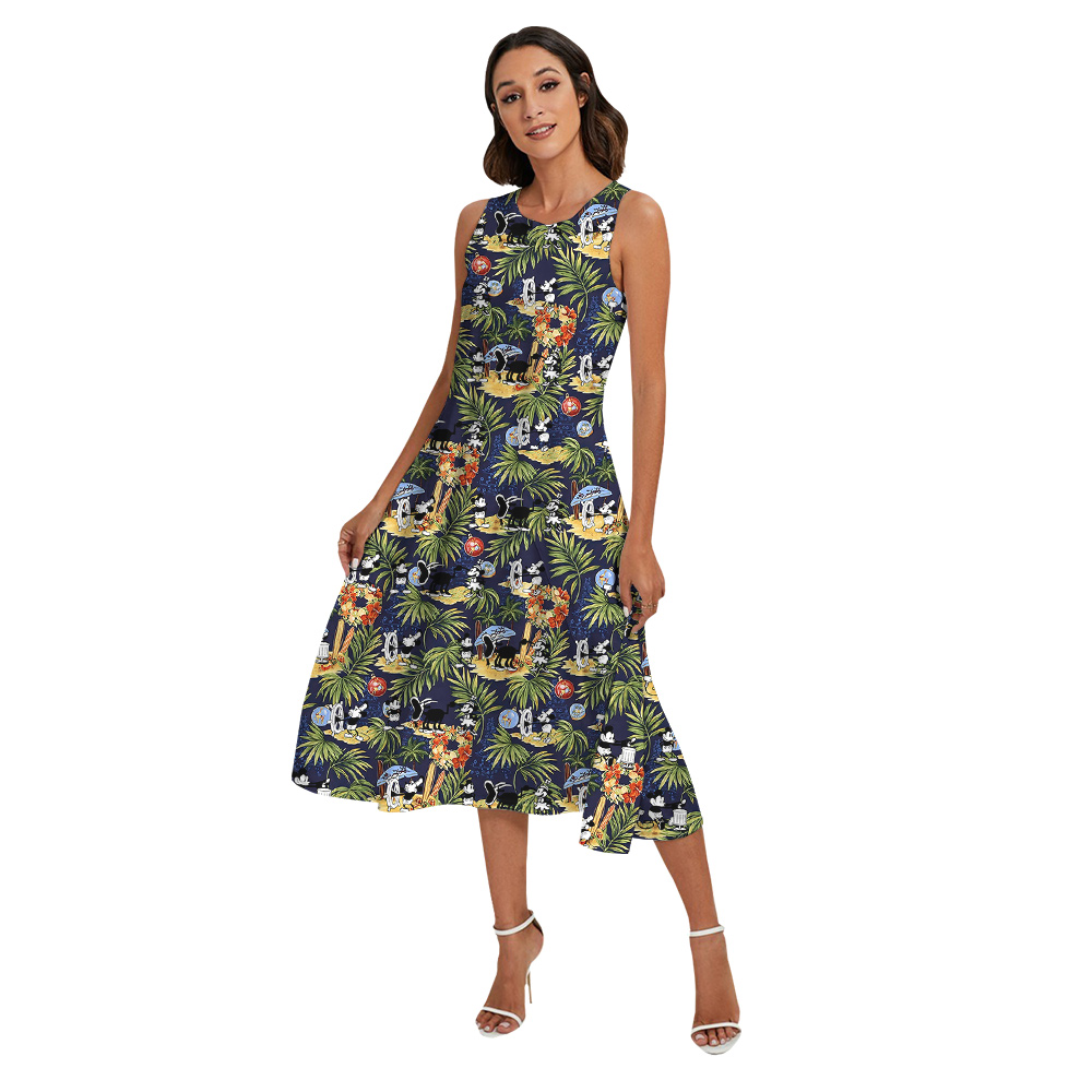 Cute Mickey Steamboat Willie Matching Tropical Hawaiian Outfits