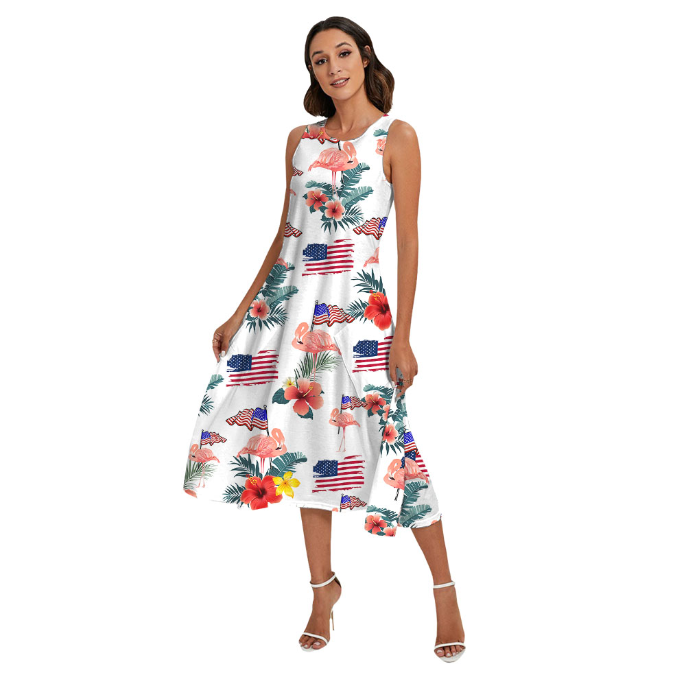 White Red And Blue Flamingo Matching Hawaiian Outfits