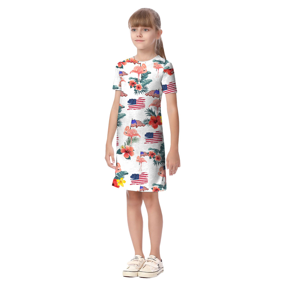 White Red And Blue Flamingo Matching Hawaiian Outfits