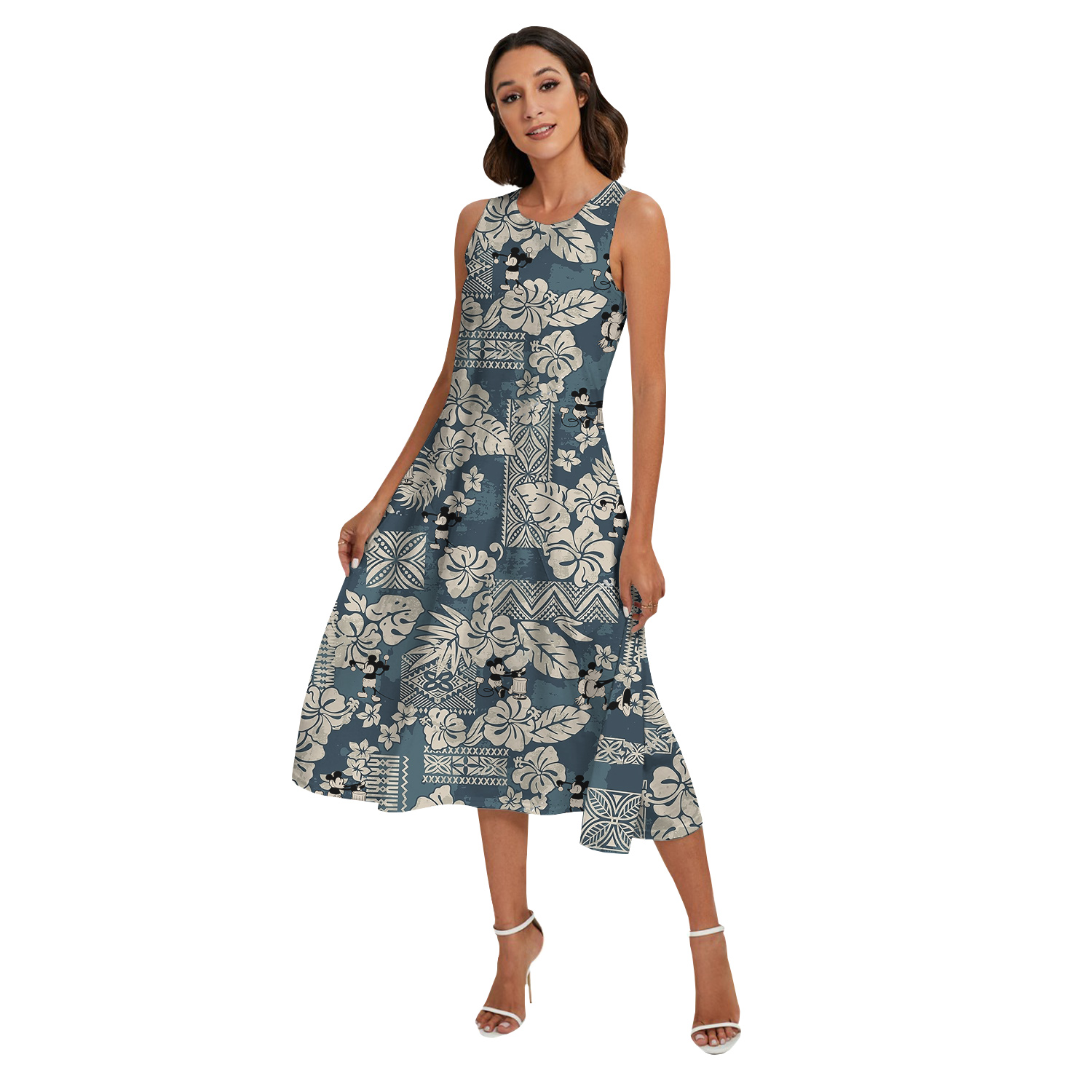 Mickey Steamboat Willie Vintage Floral Matching Hawaiian Outfits For Family