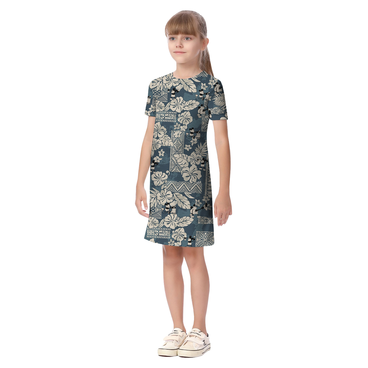 Mickey Steamboat Willie Vintage Floral Matching Hawaiian Outfits For Family