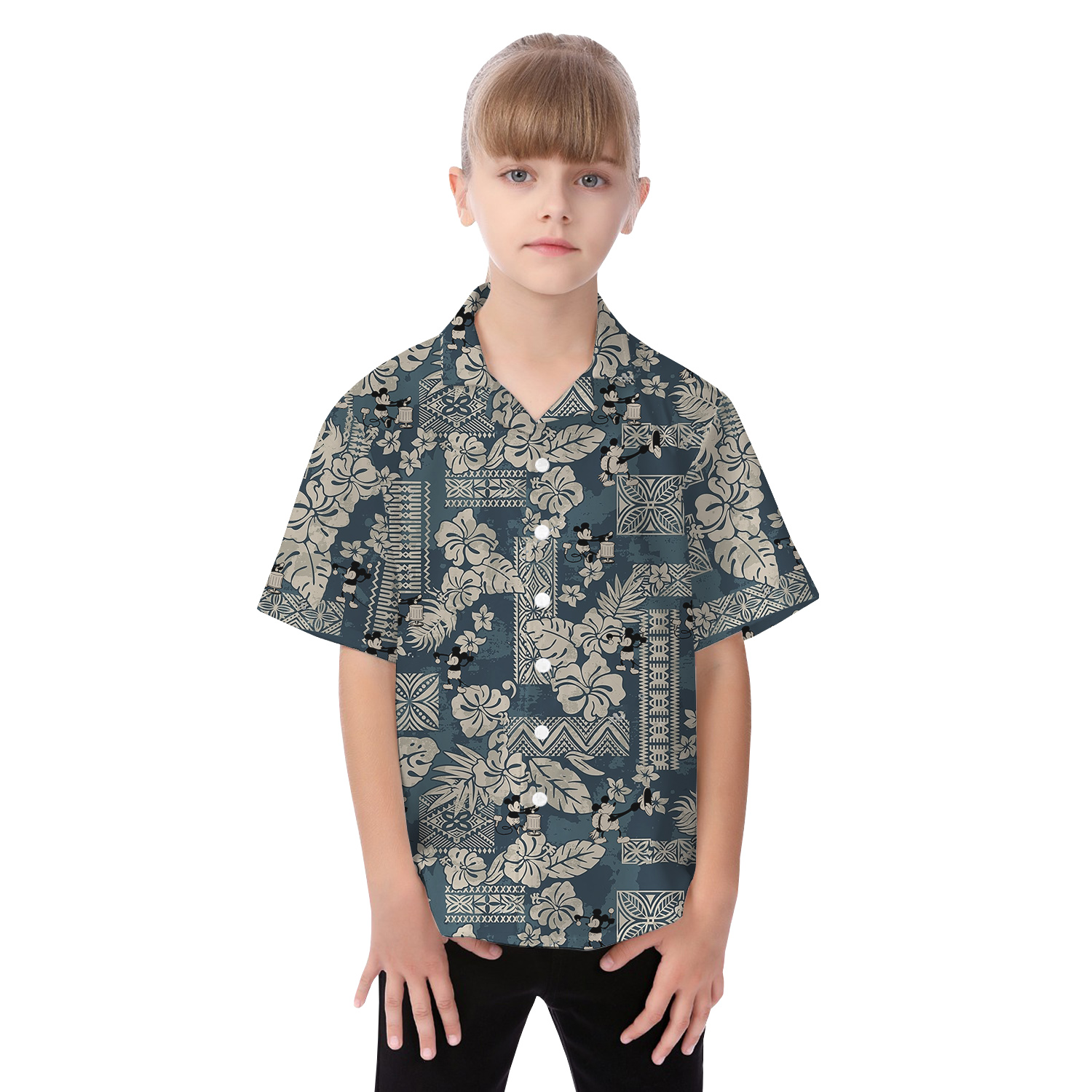 Mickey Steamboat Willie Vintage Floral Matching Hawaiian Outfits For Family