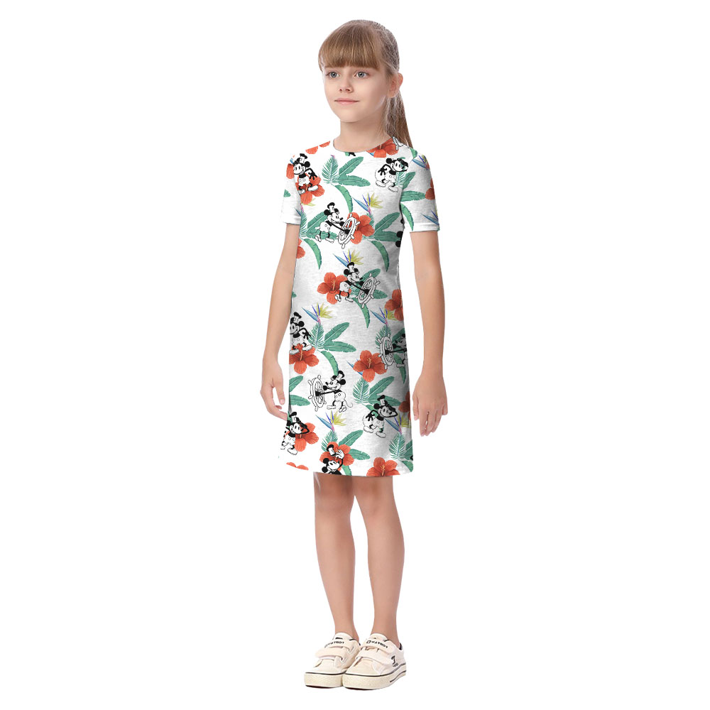 Hibiscus Mickey Steamboat Willie Matching Hawaiian Shirts