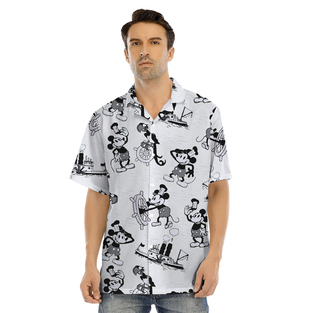 Mickey Steamboat Willie Mens Womens Matching Hawaiian Outfits