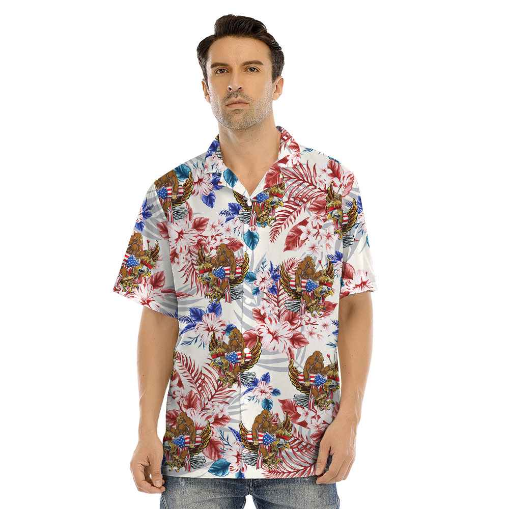 Bigfoot 4th Of July Matching Hawaiian Shirts For Family