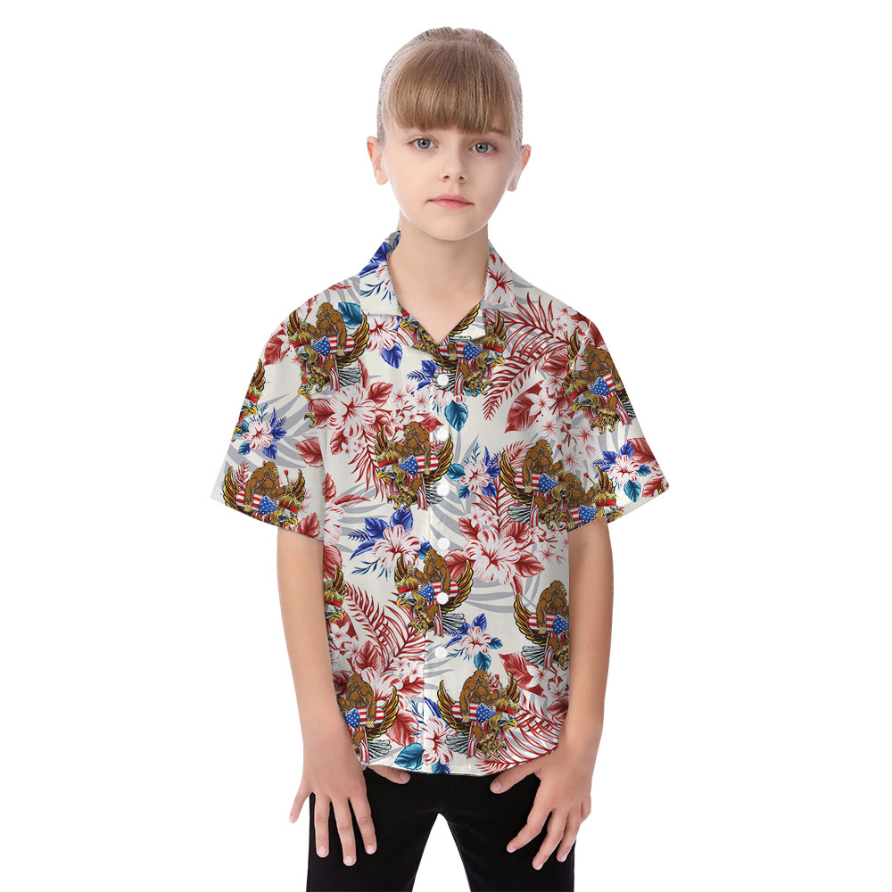 Bigfoot 4th Of July Matching Hawaiian Shirts For Family