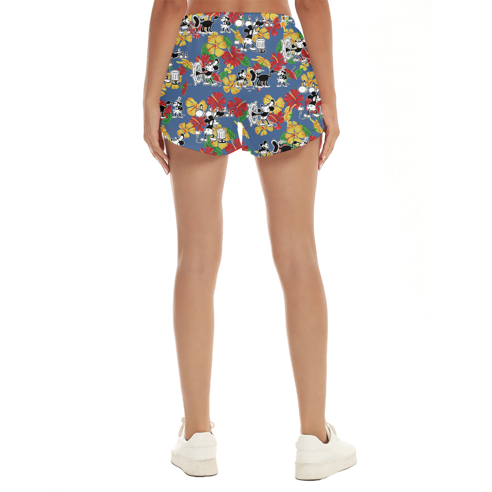 Mickey's Moana Adventure Steamboat Willie 1928 Hawaiian Women Shorts