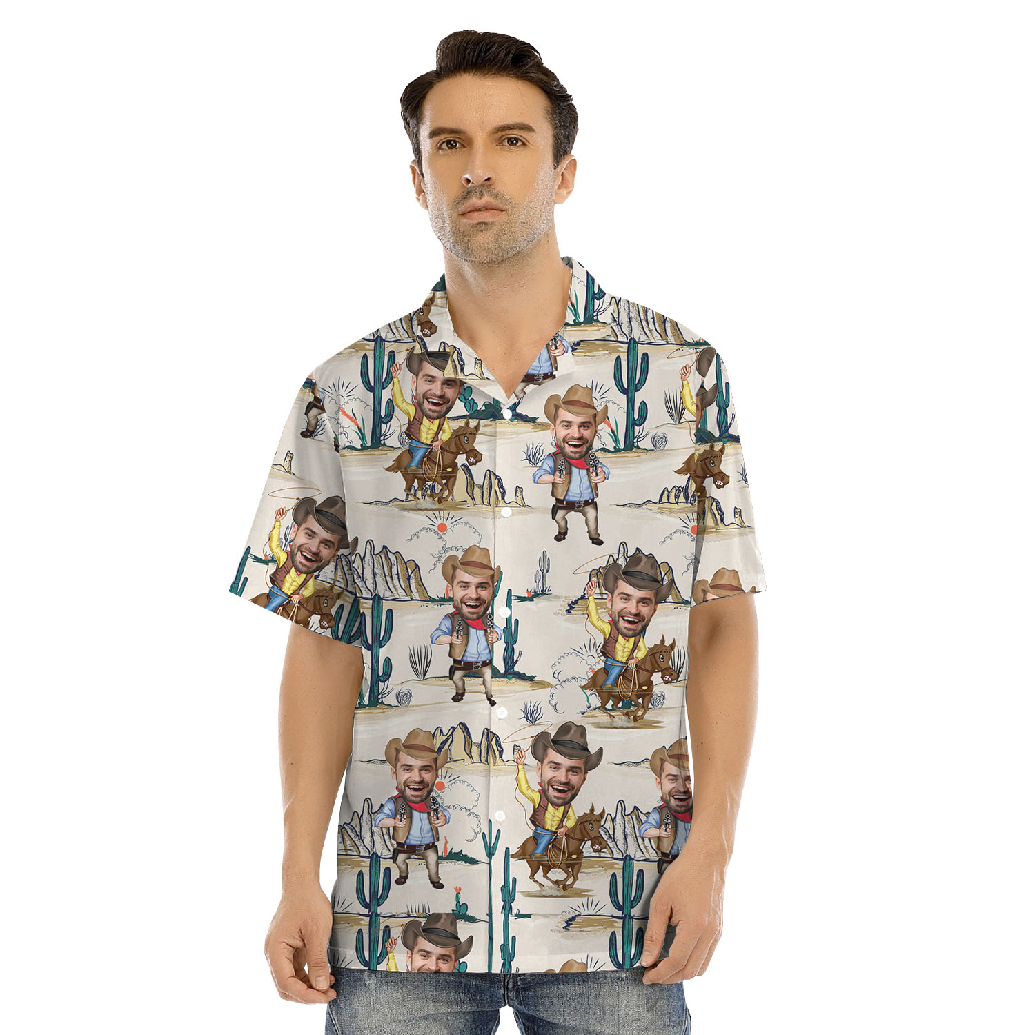 Western Cowboy Matching Hawaiian Shirt For Adults And Kids