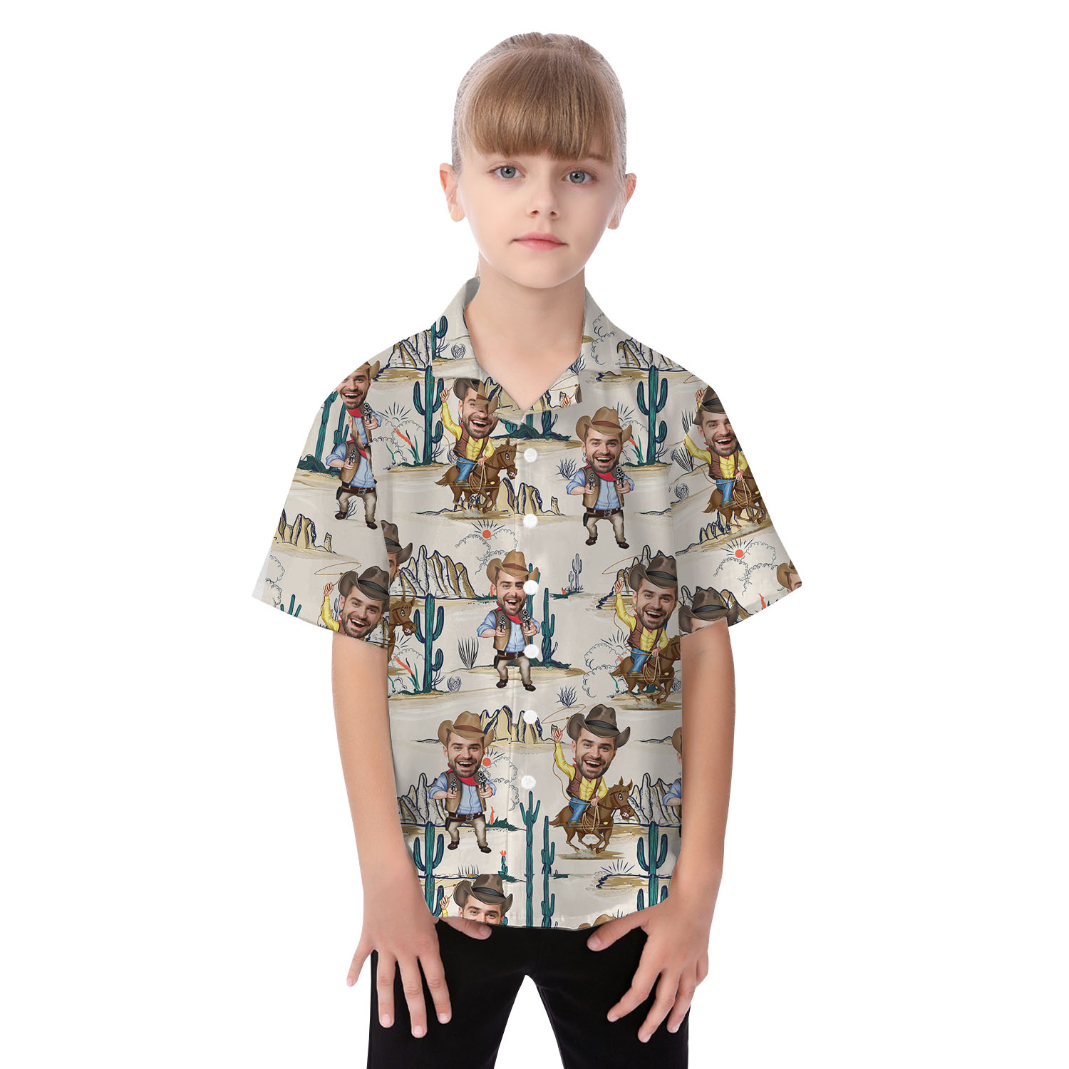 Western Cowboy Matching Hawaiian Shirt For Adults And Kids