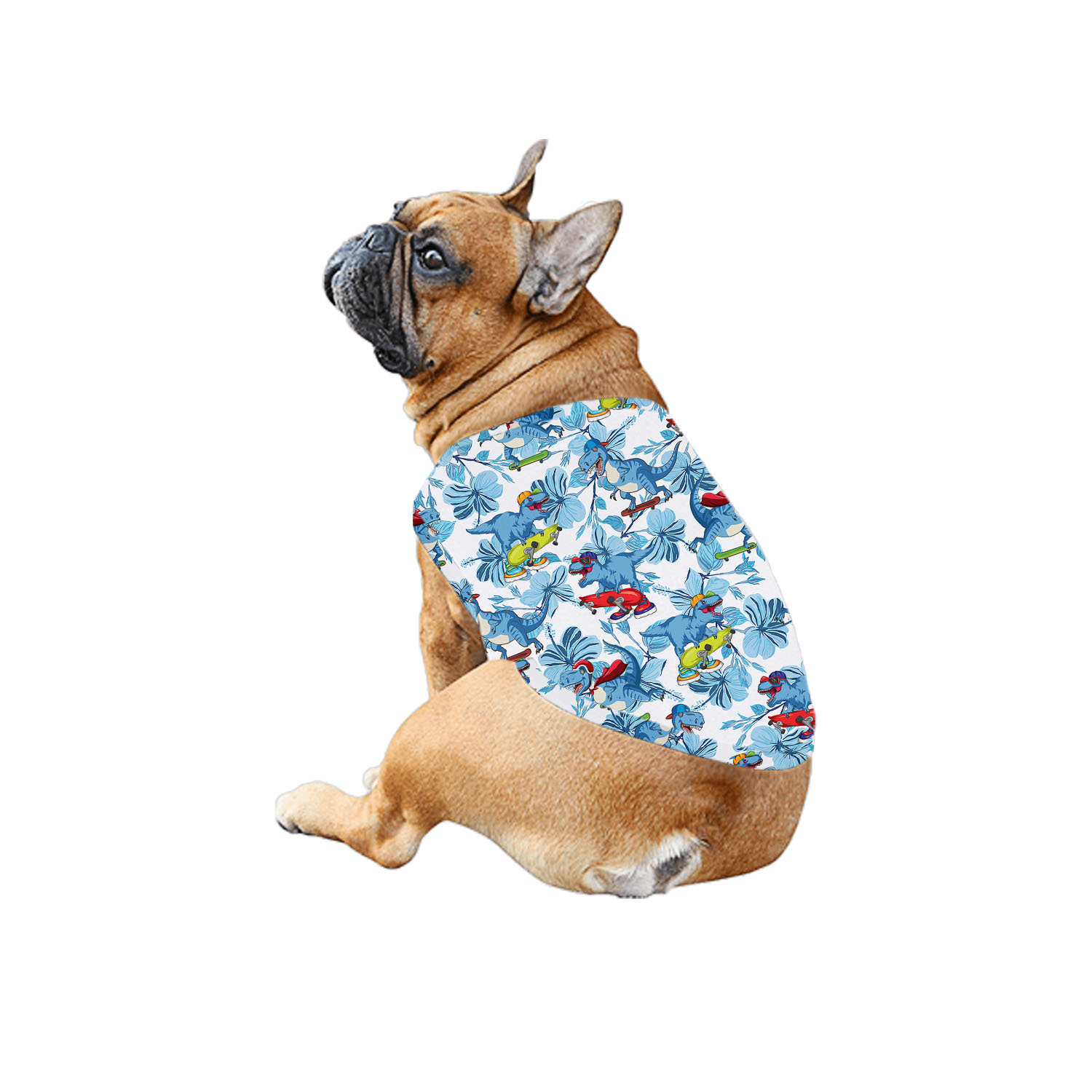 Dinosaur White And Blue Matching Hawaiian Shirt