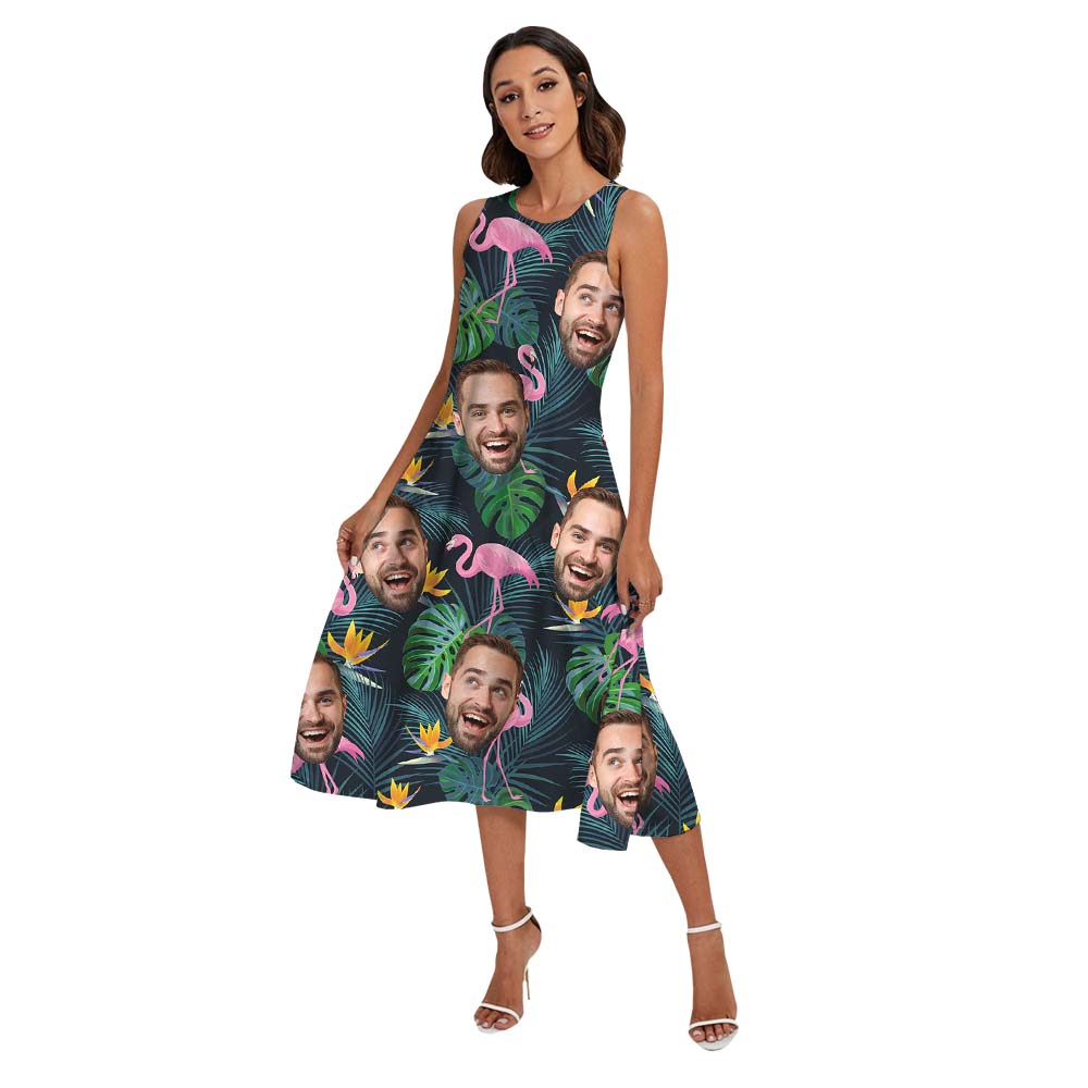 Flamingo Tropical Matching Hawaiian Outfits With Faces